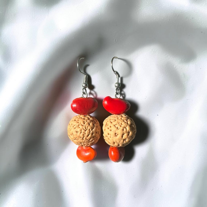 Natural Quandong + Ininti Seed Earrings